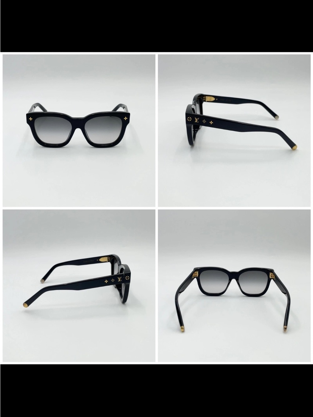 Louis Vuitton Black Sunglasses with Gold Monogram Accents - Picture 2 of 7